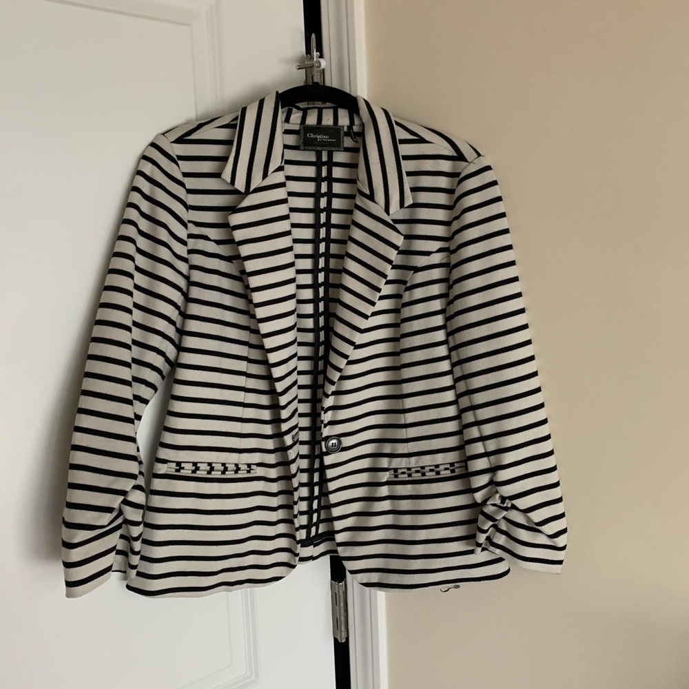 Black and white stripe blazer